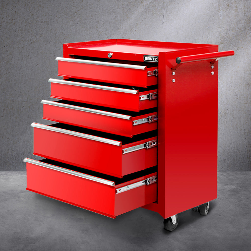 Giantz 5 Drawer Mechanic Tool Box Cabinet Storage Trolley - Red - SILBERSHELL