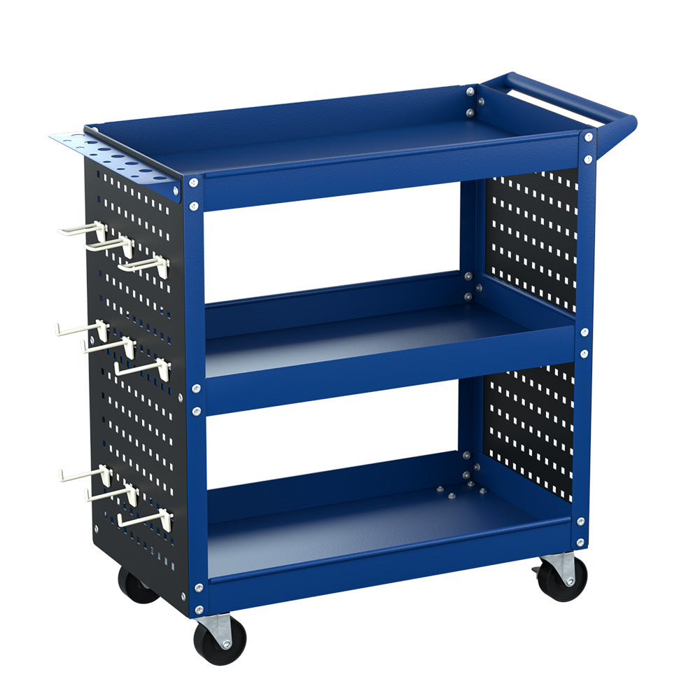 Giantz 3-Tier Tool Trolley Cart Workshop Wheels Mobile Work Mechanic Storage Blue - SILBERSHELL