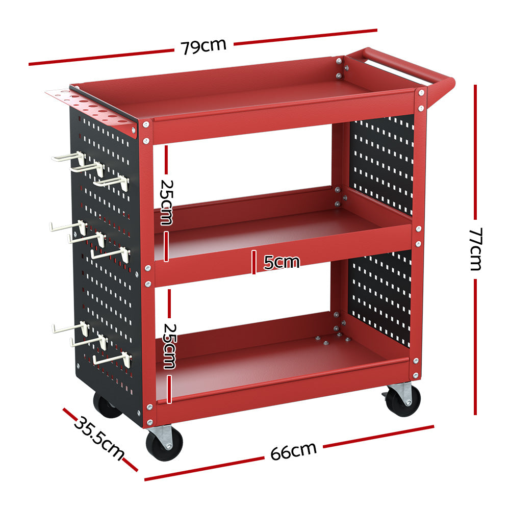 Giantz 3-Tier Tool Cart Trolley Toolbox Workshop Garage Storage Organizer 150kg - SILBERSHELL