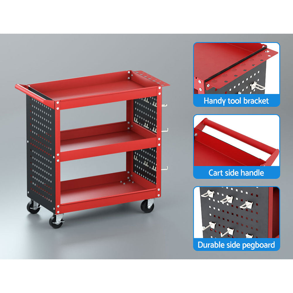 Giantz 3-Tier Tool Cart Trolley Toolbox Workshop Garage Storage Organizer 150kg - SILBERSHELL