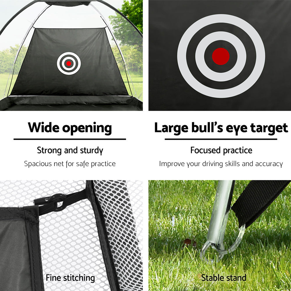 Everfit 3M Golf Practice Net And Training Mat Set Driving Target Black - SILBERSHELL