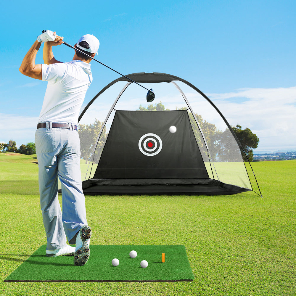 Everfit 3M Golf Practice Net And Training Mat Set Driving Target Black - SILBERSHELL