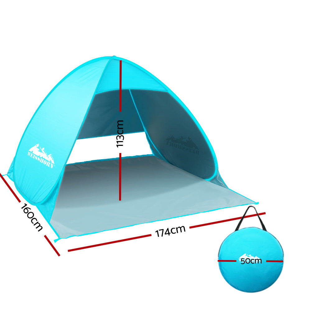 Weisshorn Pop Up Beach Tent Camping Hiking 3 Person Sun Shade Fishing Shelter - SILBERSHELL