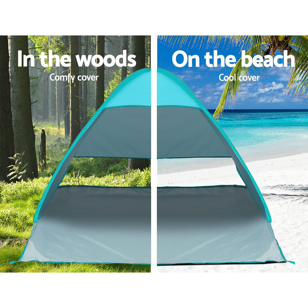 Weisshorn Pop Up Beach Tent Camping Hiking 3 Person Sun Shade Fishing Shelter - SILBERSHELL