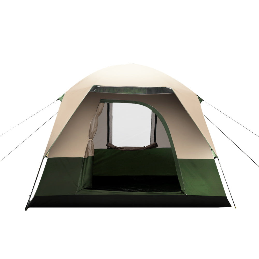 Weisshorn Family Camping Tent 4 Person Hiking Beach Tents Canvas Ripstop Green - SILBERSHELL