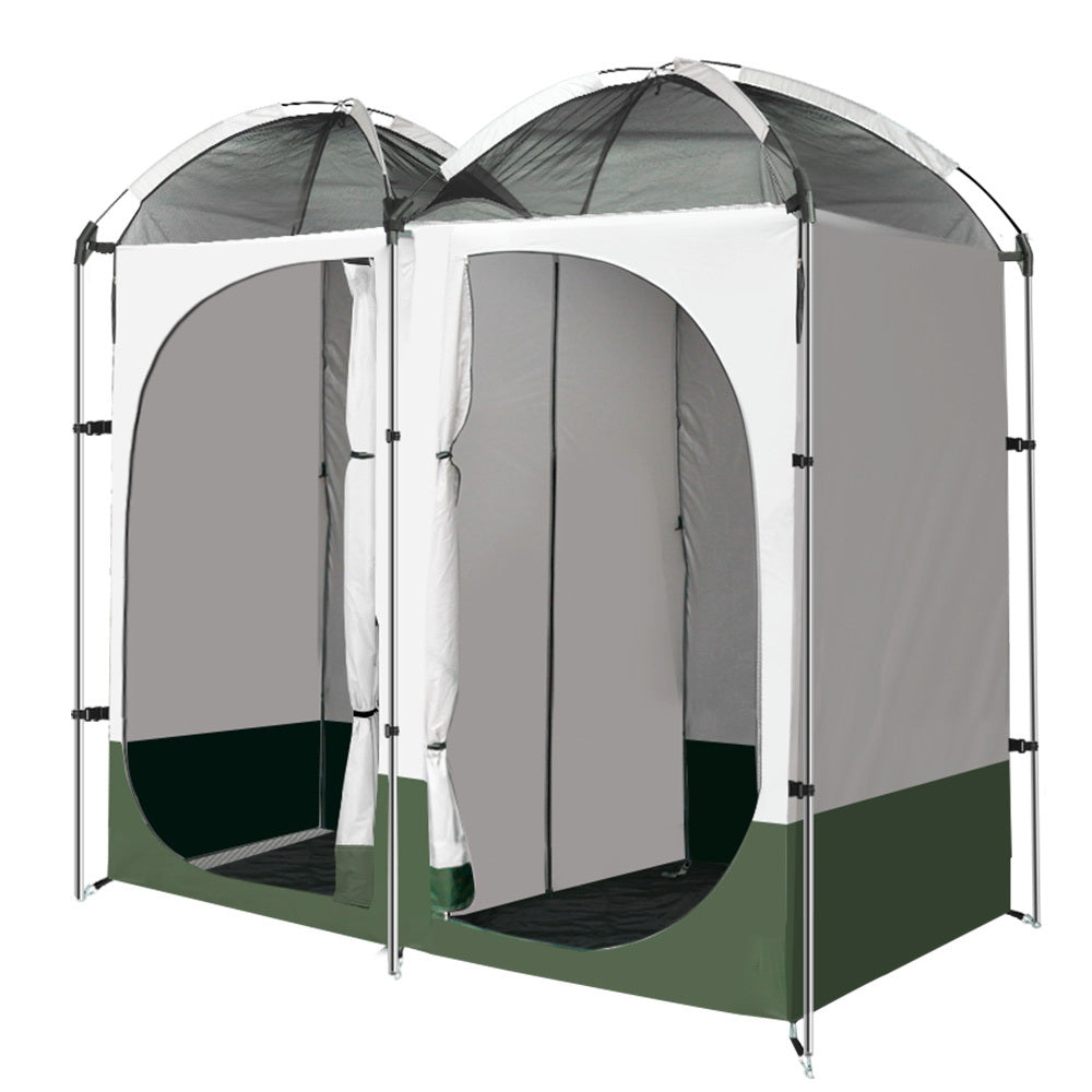 Weisshorn Double Camping Shower Toilet Tent Outdoor Portable Change Room Green - SILBERSHELL