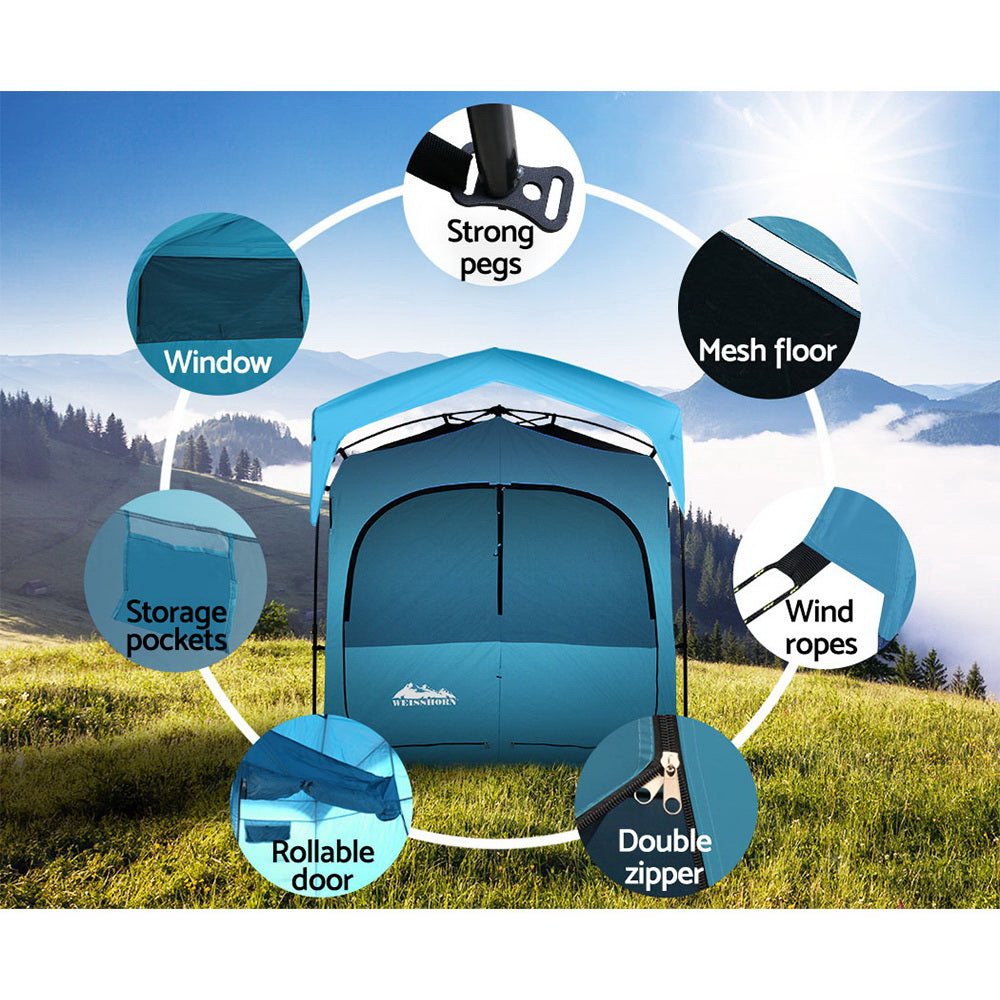 Weisshorn Pop Up Camping Shower Tent Portable Toilet Outdoor Change Room Blue - SILBERSHELL