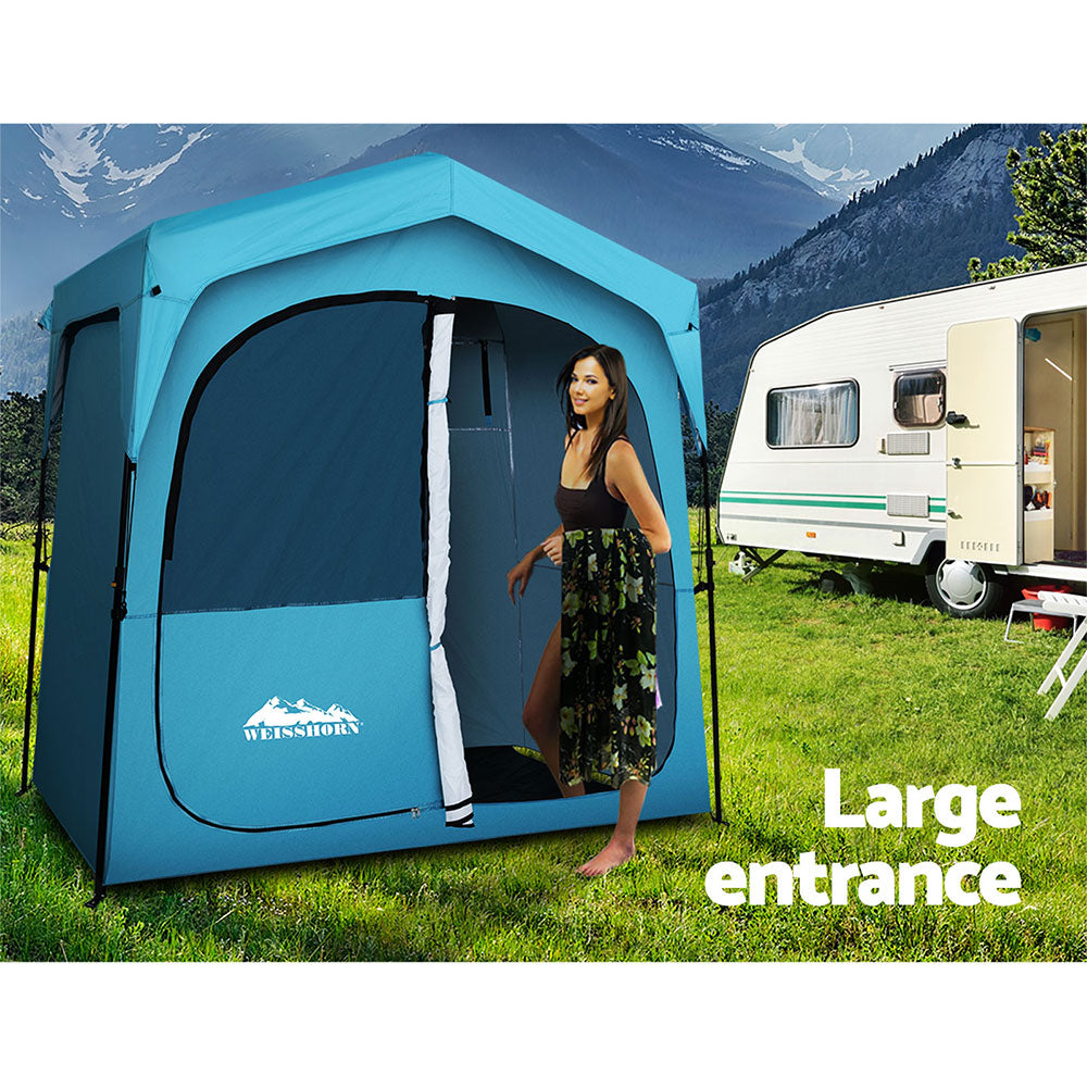 Weisshorn Pop Up Camping Shower Tent Portable Toilet Outdoor Change Room Blue - SILBERSHELL