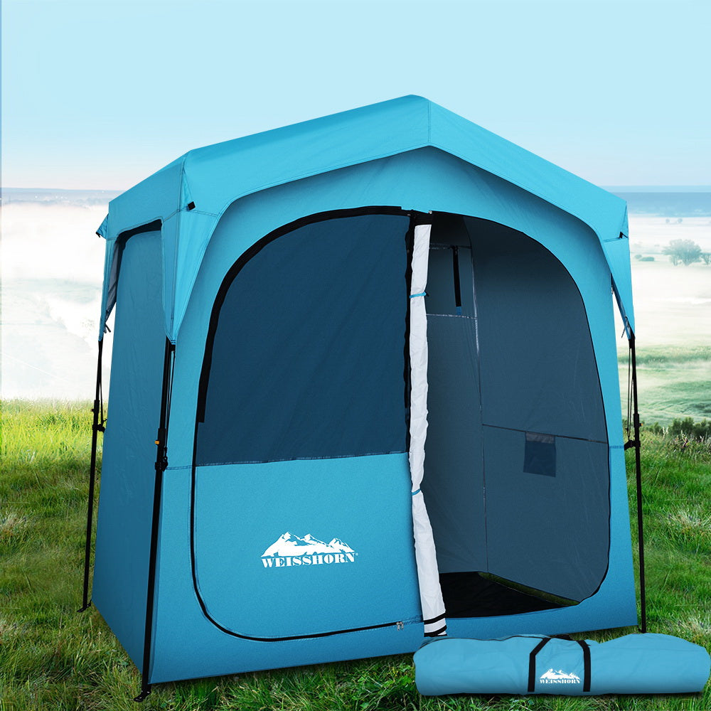 Weisshorn Pop Up Camping Shower Tent Portable Toilet Outdoor Change Room Blue - SILBERSHELL