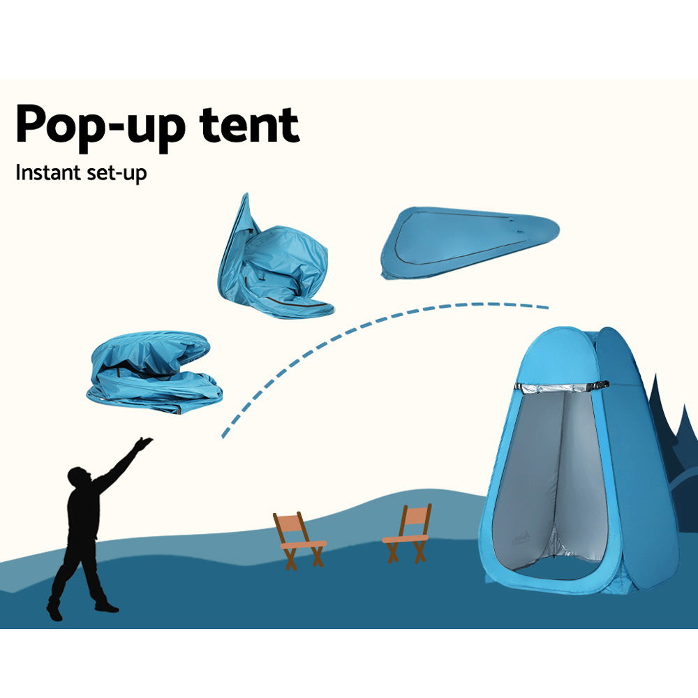 Weisshorn Pop-up Shower Tent Camping Outdoor Toilet Privacy Change Room Blue - SILBERSHELL