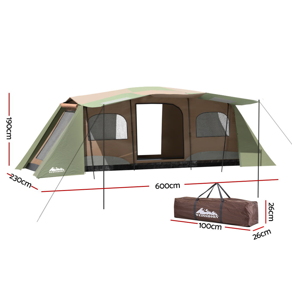 Weisshorn Camping Tent 10 Person Instant Up Tents Outdoor Family Hiking 3 Rooms - SILBERSHELL