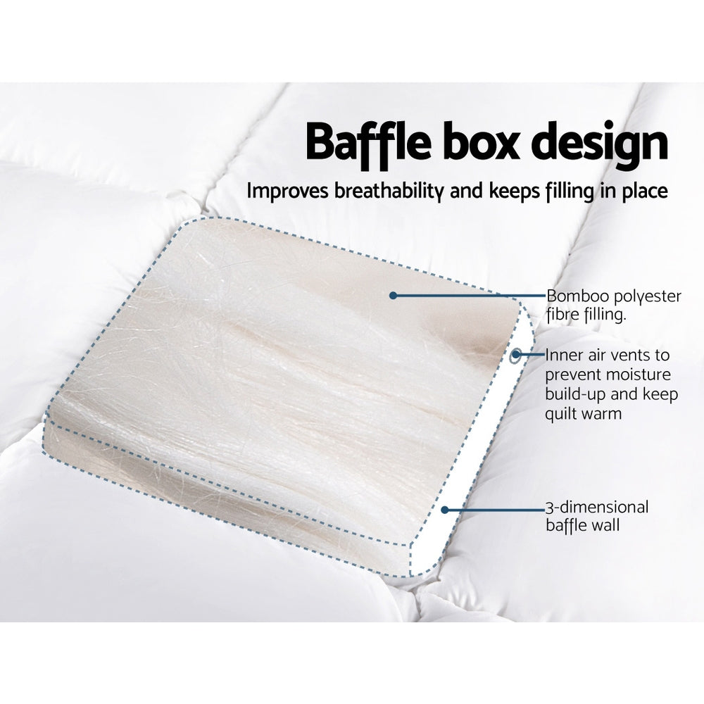 Giselle Double Mattress Topper Bamboo Fibre Pillowtop Protector - SILBERSHELL