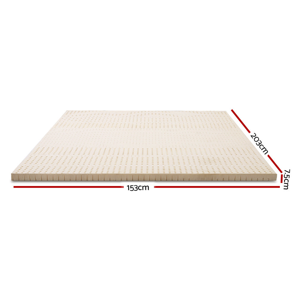 Giselle Bedding 7 Zone Latex Mattress Topper Underlay 7.5cm Queen Mat Pad Cover - SILBERSHELL