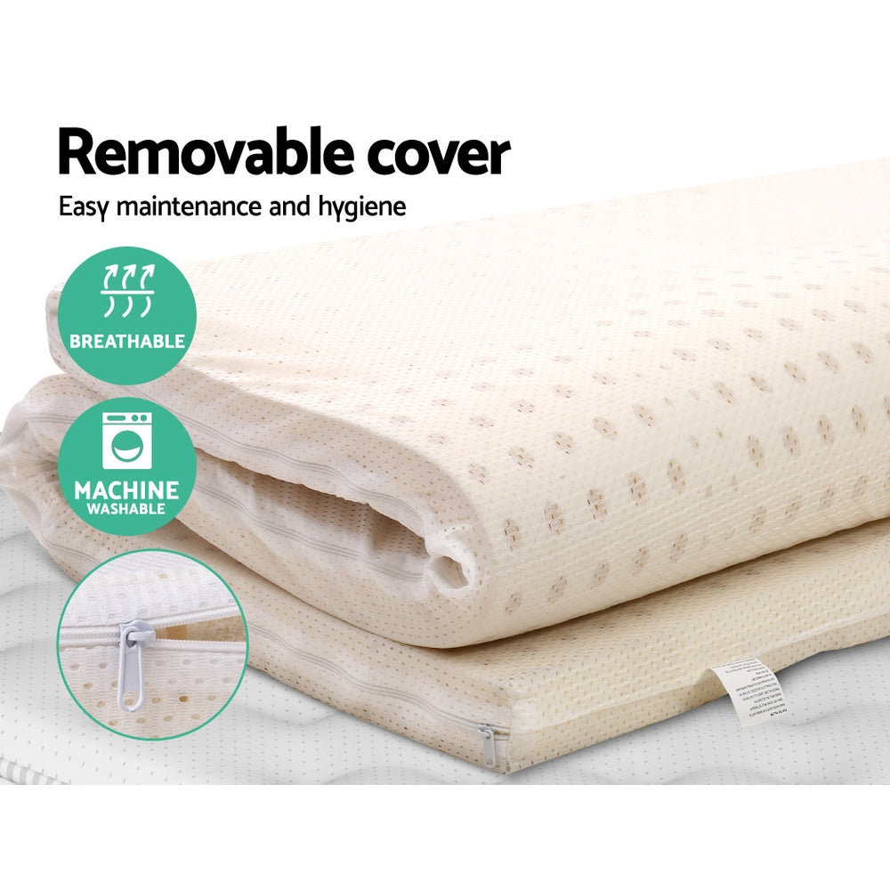 Giselle Bedding 7 Zone Latex Mattress Topper Underlay 7.5cm Queen Mat Pad Cover - SILBERSHELL