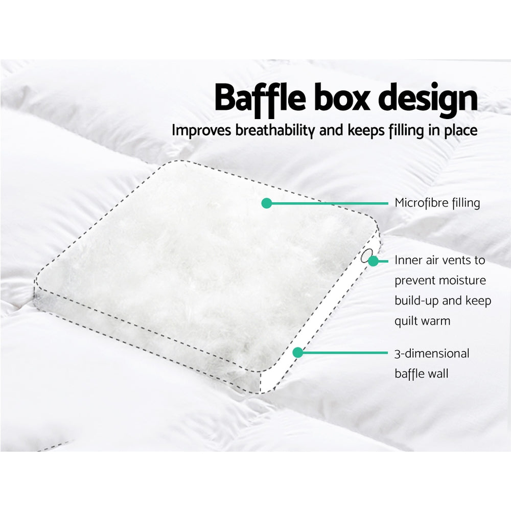 Giselle Double Mattress Topper Pillowtop 1000GSM Microfibre Filling Protector - SILBERSHELL