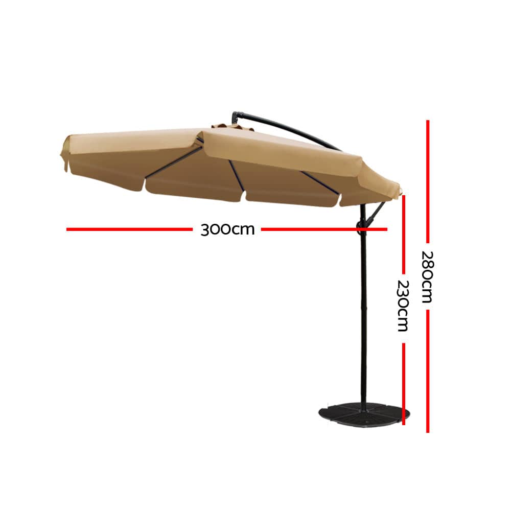 Instahut 3M Outdoor Umbrella - Beige - SILBERSHELL