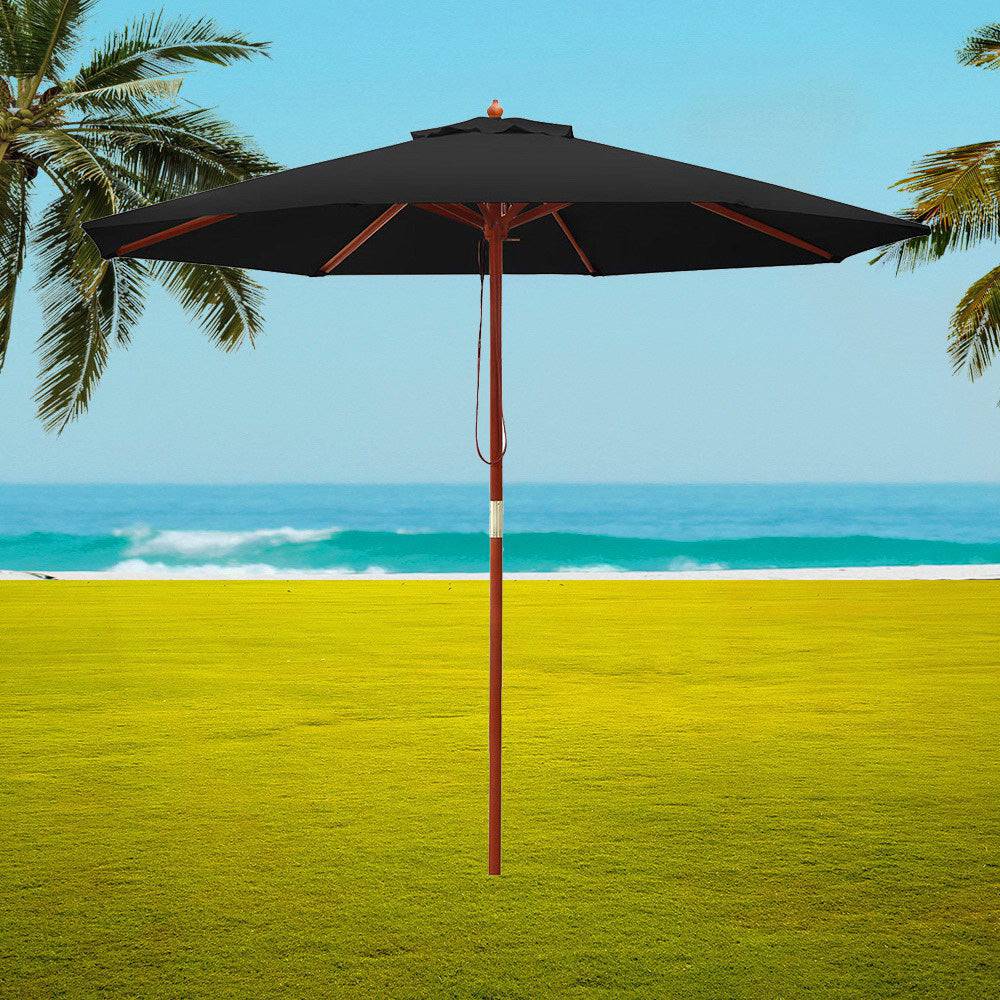Instahut Outdoor Umbrella 2.7M Pole Cantilever Stand Garden Umbrellas Patio Black - SILBERSHELL™