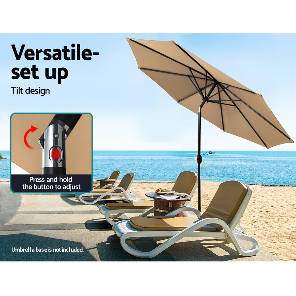 Instahut Outdoor Umbrella Umbrellas Beach Pole Garden Tilt Sun Patio UV 2.7m - SILBERSHELL