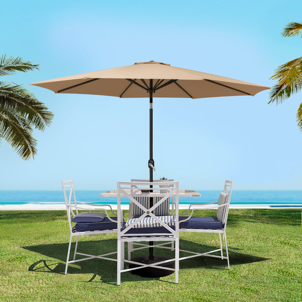 Instahut Outdoor Umbrella Umbrellas Beach Pole Garden Tilt Sun Patio UV 2.7m - SILBERSHELL