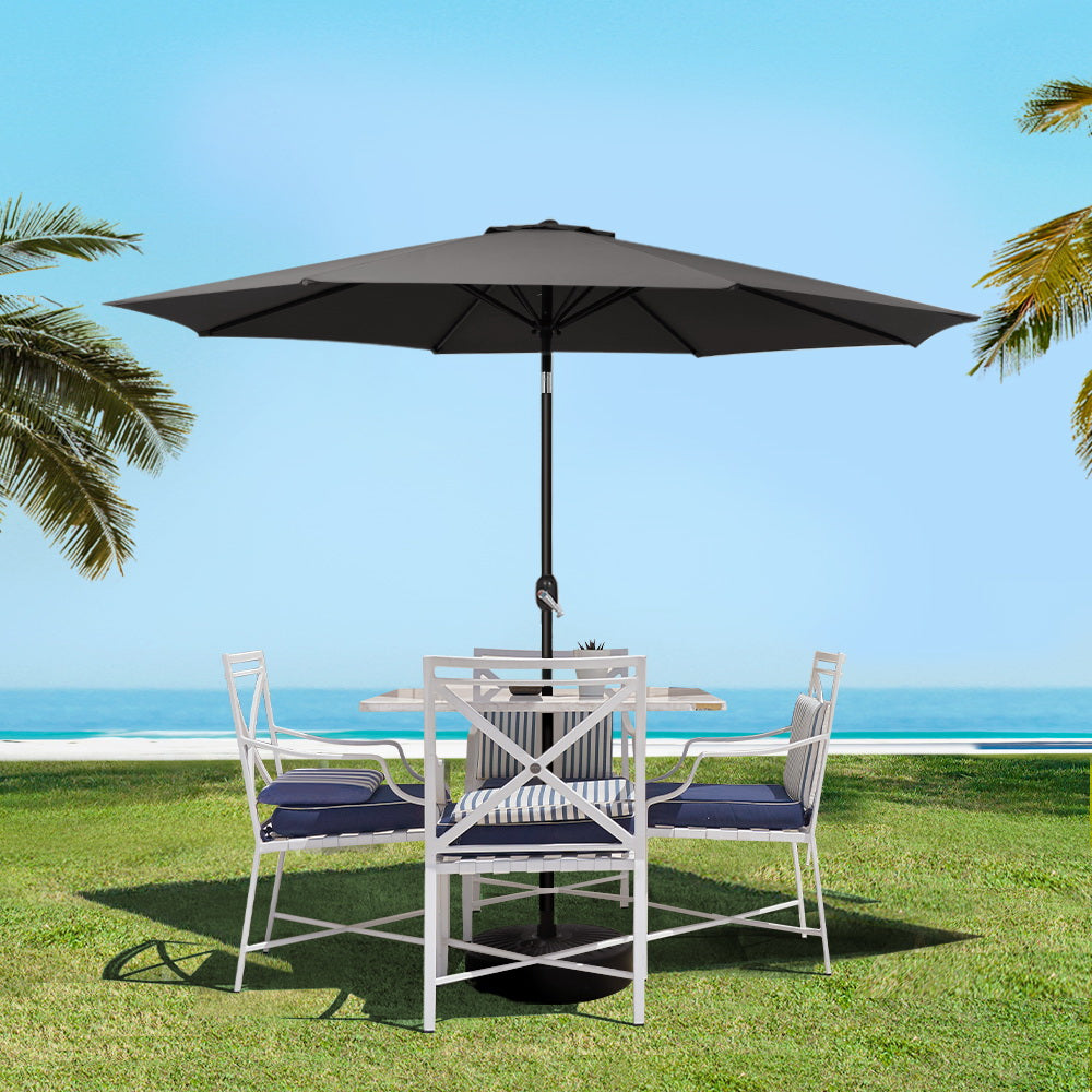 Instahut Outdoor Umbrella Umbrellas Beach Garden Tilt Sun Patio Deck Pole 2.7m - SILBERSHELL