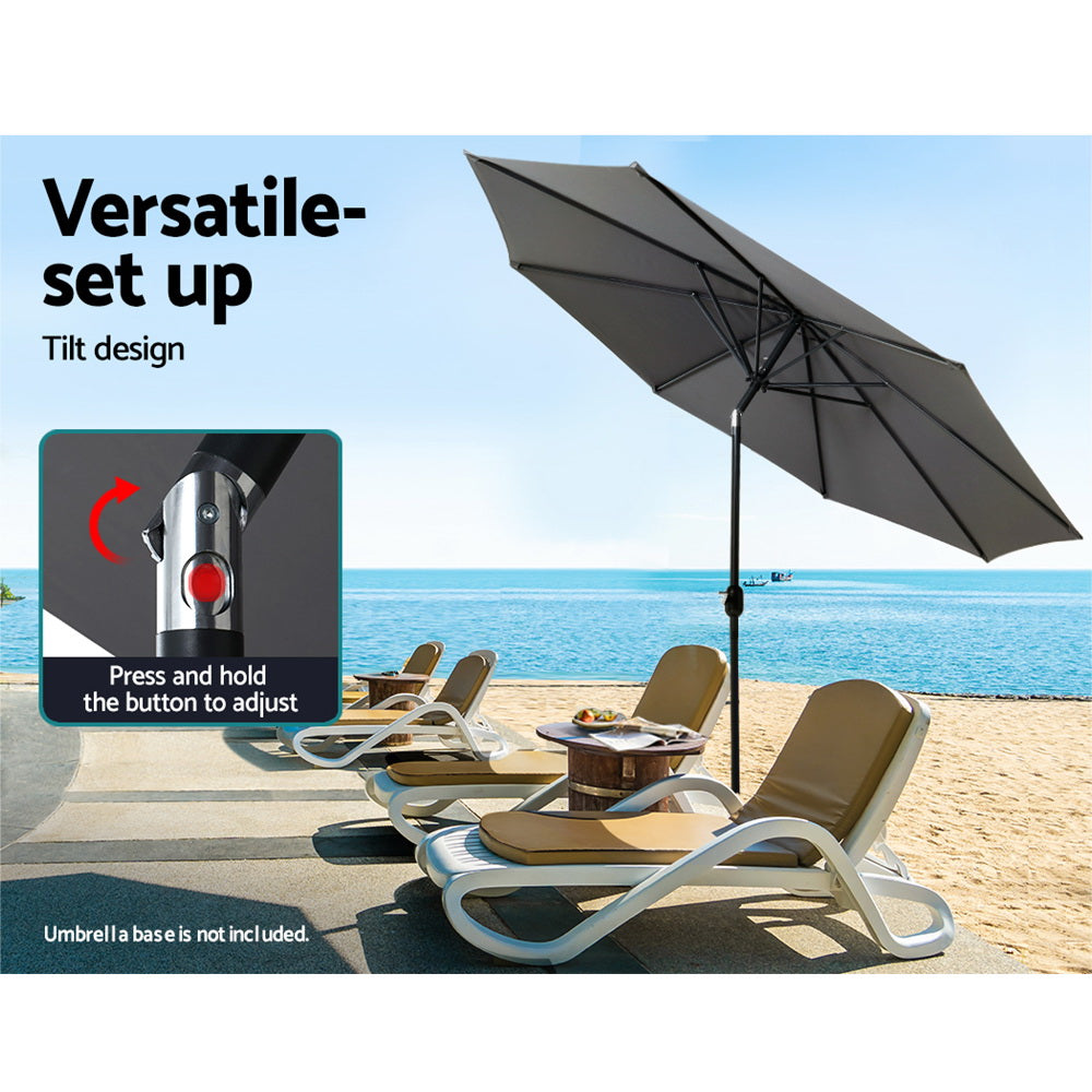 Instahut Outdoor Umbrella 3m Umbrellas Garden Beach Tilt Sun Patio Deck Shelter - SILBERSHELL