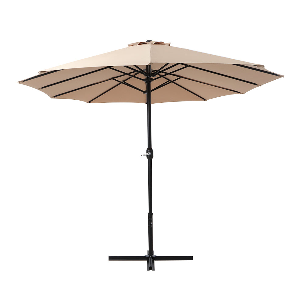 Instahut Outdoor Umbrella Twin Umbrella Beach Stand Base Garden Sun Shade 4.57m - SILBERSHELL