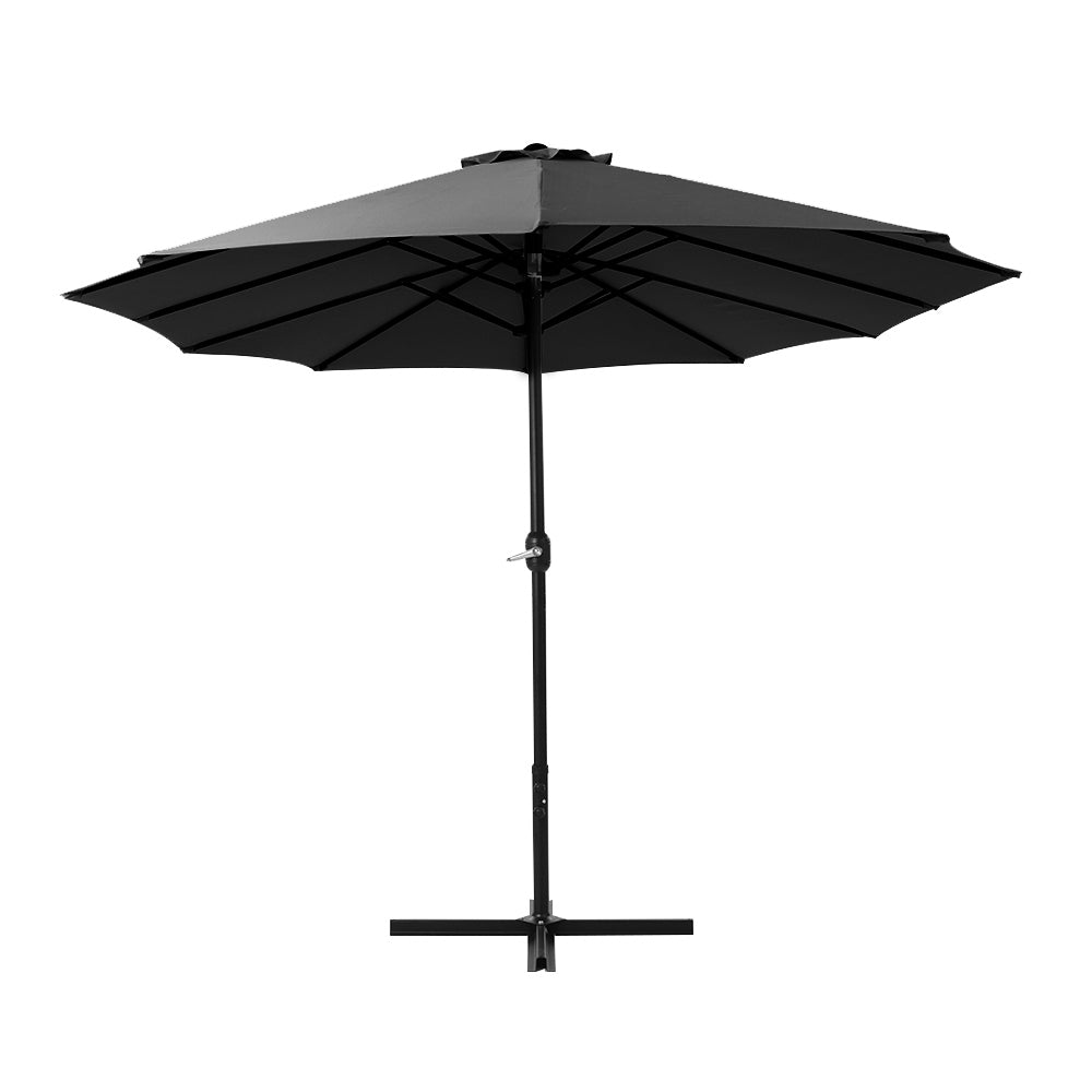Instahut Outdoor Umbrella Twin Umbrellas Beach Garden Stand Base Sun Shade 4.57m - SILBERSHELL