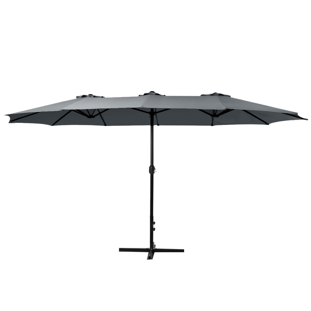Instahut Outdoor Umbrella Twin Umbrellas Beach Stand Garden Base Sun Patio 4.57m - SILBERSHELL