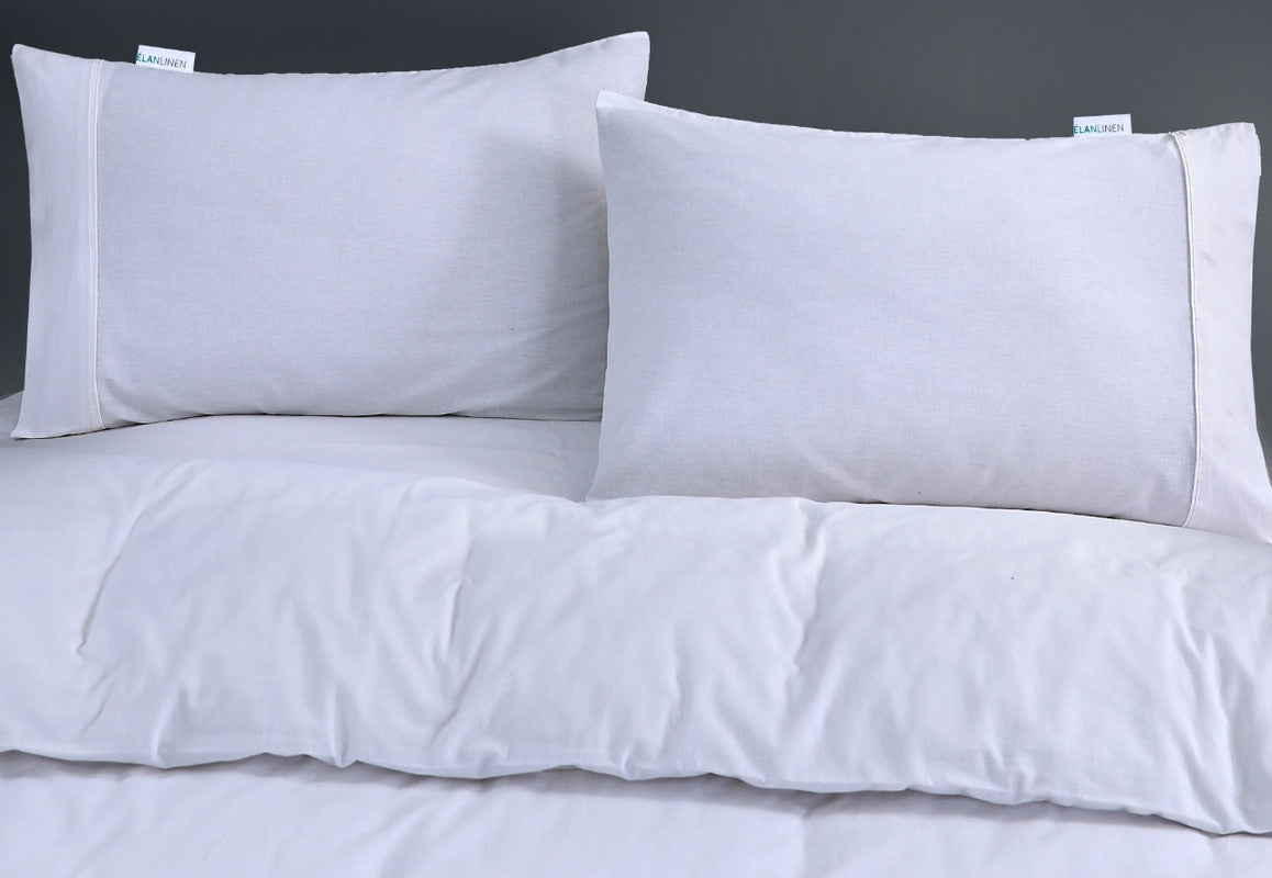 Elan Linen 100% Egyptian Cotton Vintage Washed 500TC White Single Quilt Cover Set - SILBERSHELL