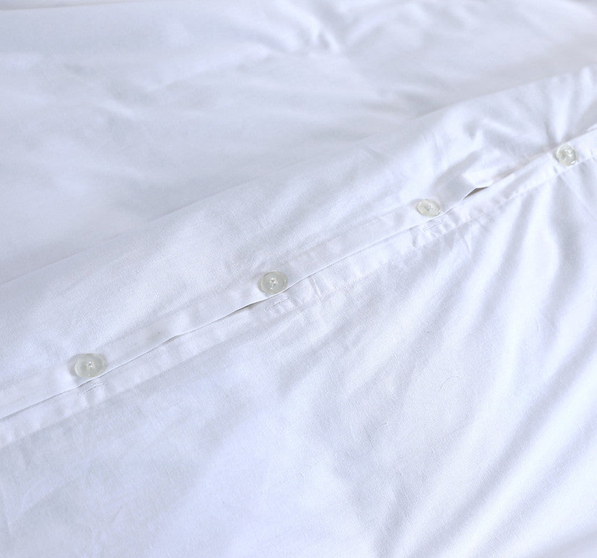 Elan Linen 100% Egyptian Cotton Vintage Washed 500TC White Single Quilt Cover Set - SILBERSHELL