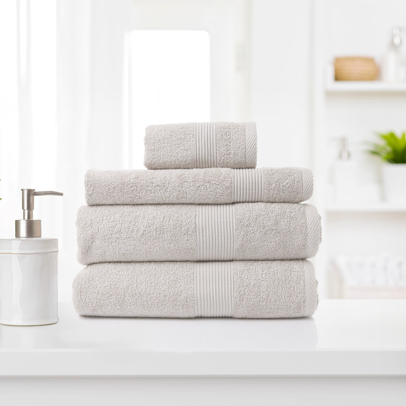 Royal Comfort 4 Piece Cotton Bamboo Towel Set 450GSM Luxurious Absorbent Plush - Sea Holly - SILBERSHELL