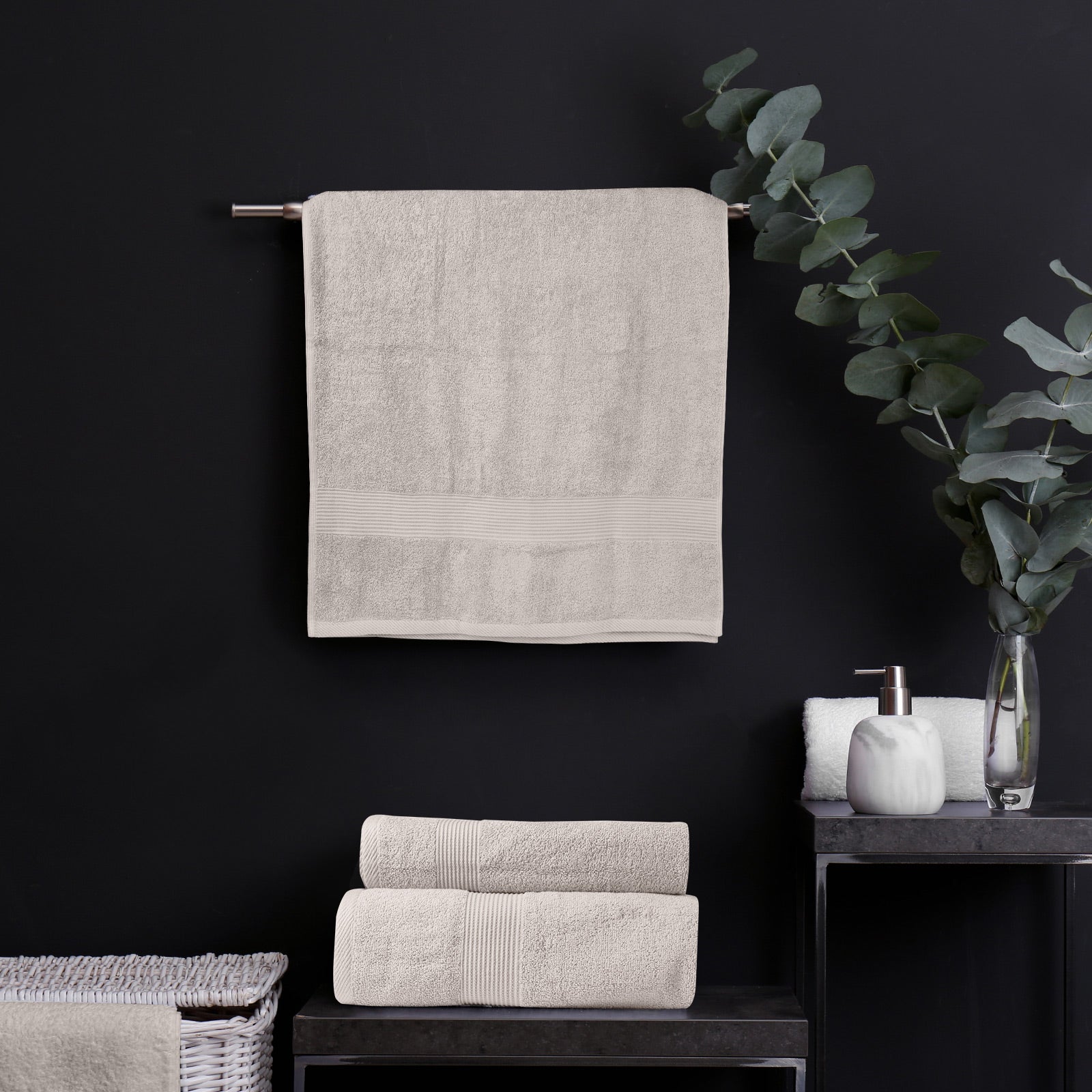 Royal Comfort 5 Piece Cotton Bamboo Towel Set 450GSM Luxurious Absorbent Plush - Sea Holly - SILBERSHELL
