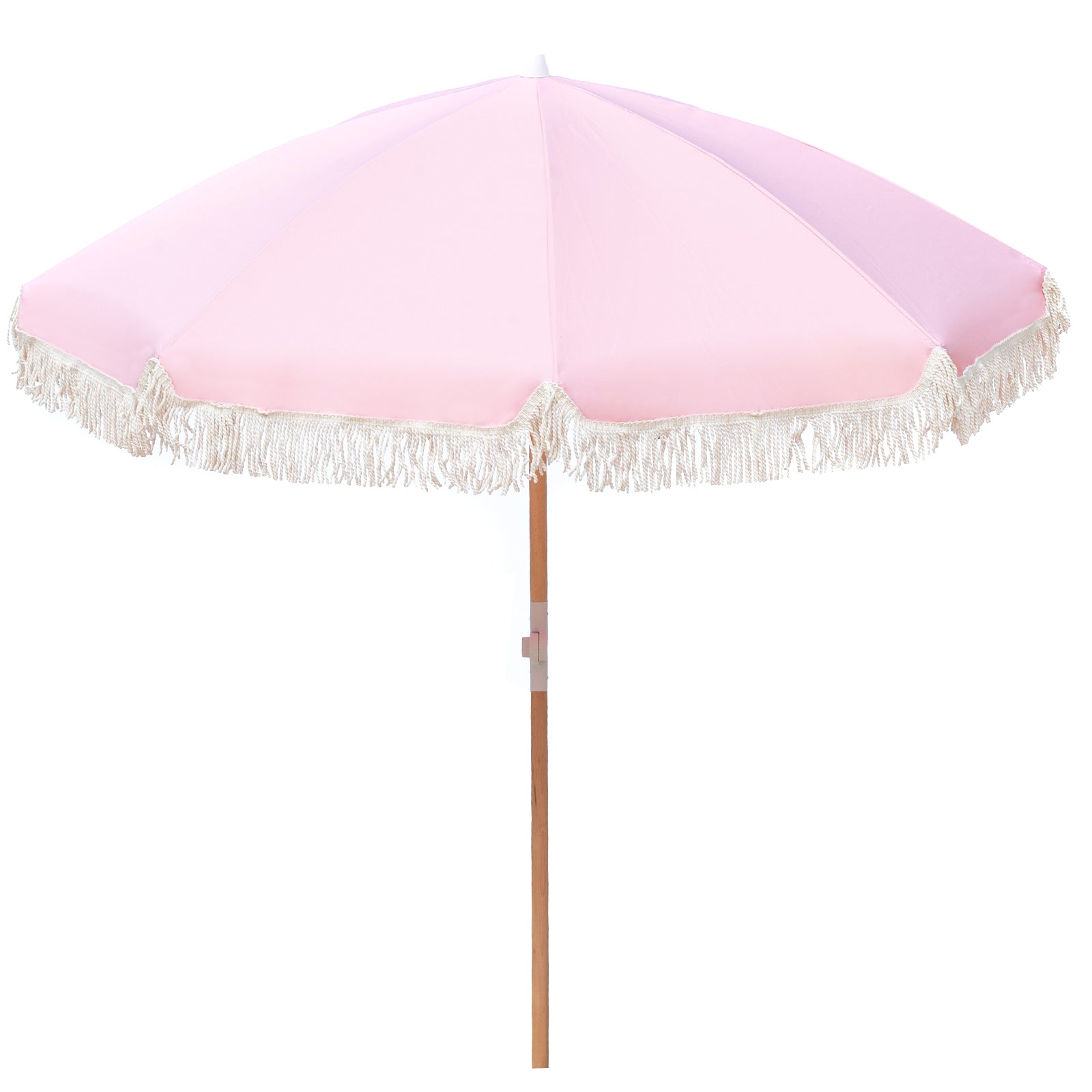 Havana Outdoors Beach Umbrella Portable 2 Metre Fringed Garden Sun Shade Shelter - Dusty Rose - SILBERSHELL