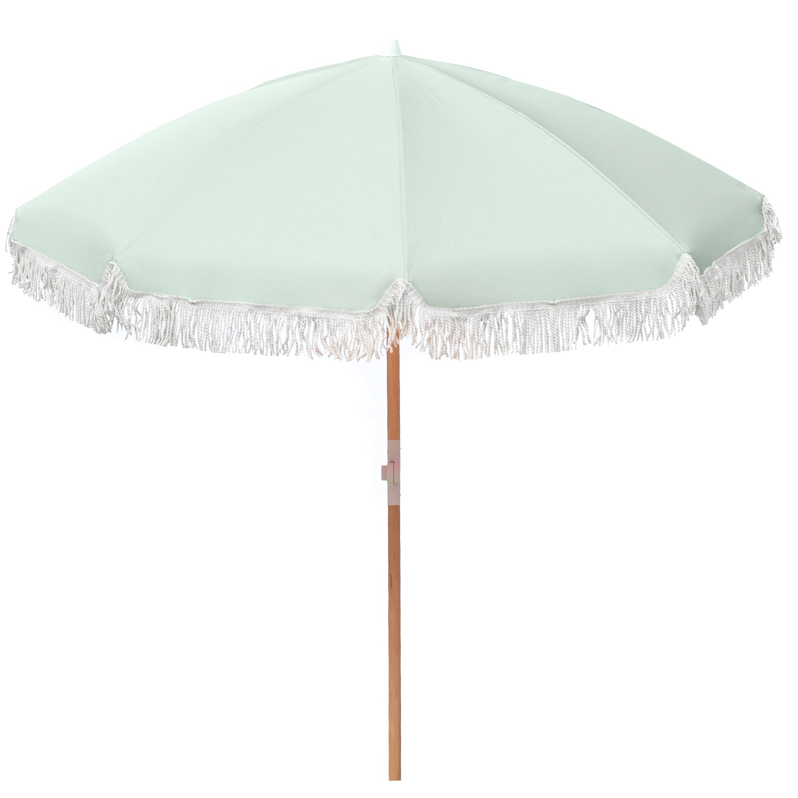 Havana Outdoors Beach Umbrella Portable 2 Metre Fringed Garden Sun Shade Shelter - Sage Green - SILBERSHELL
