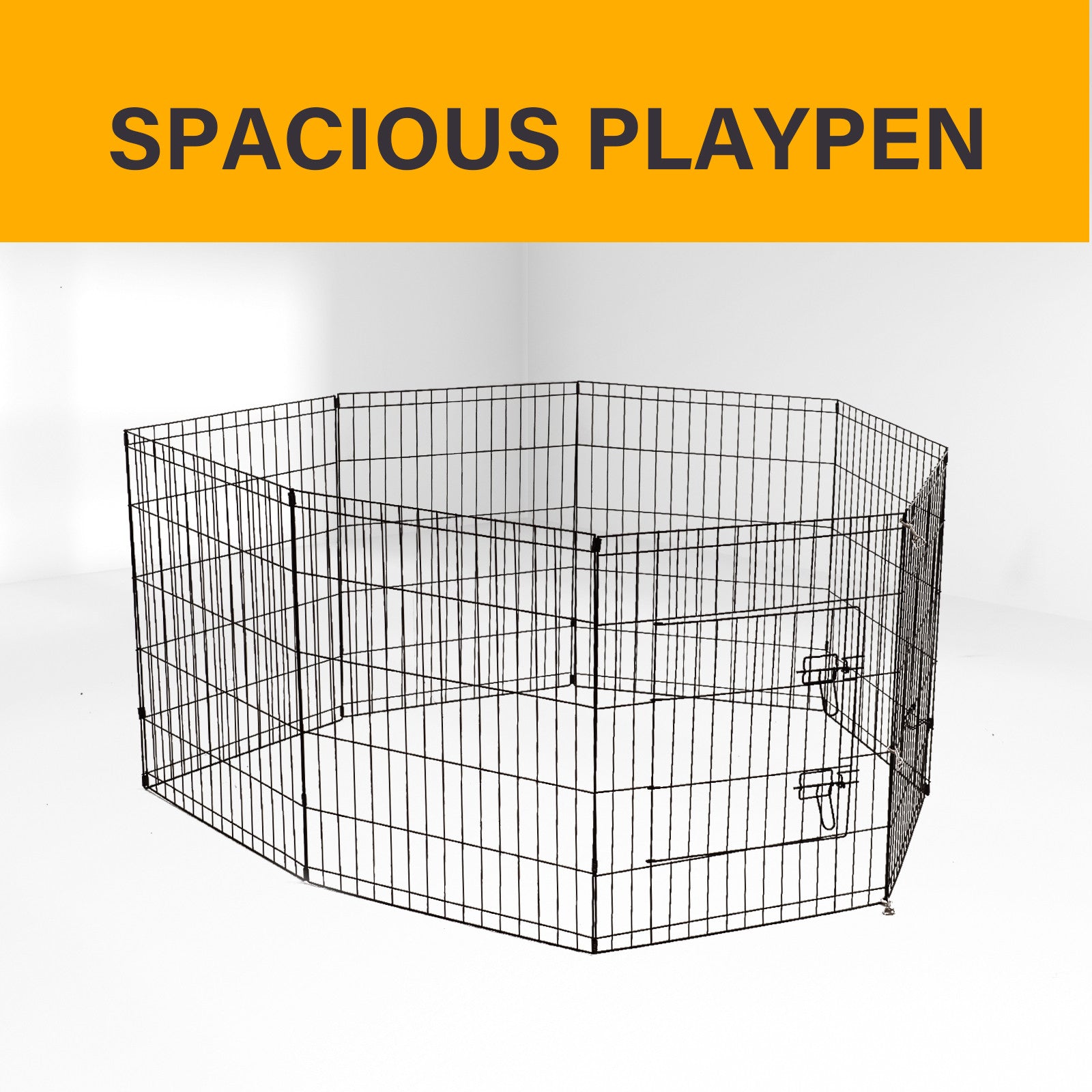 4Paws 8 Panel Playpen Puppy Exercise Fence Cage Enclosure Pets Black All Sizes - 24" - Black - SILBERSHELL