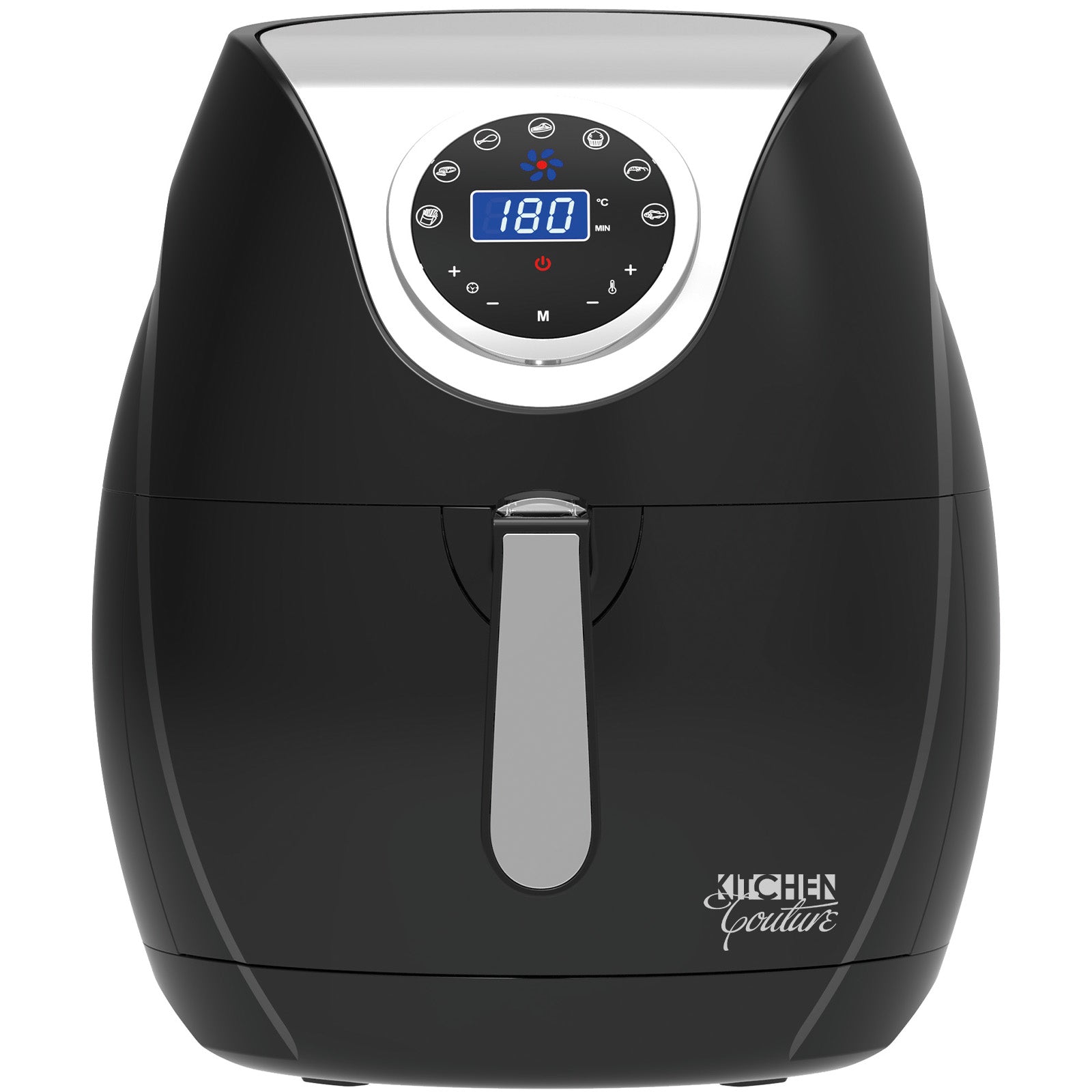 Kitchen Couture Digital Air Fryer 7L LED Display Low Fat Healthy Oil Free Black - SILBERSHELL