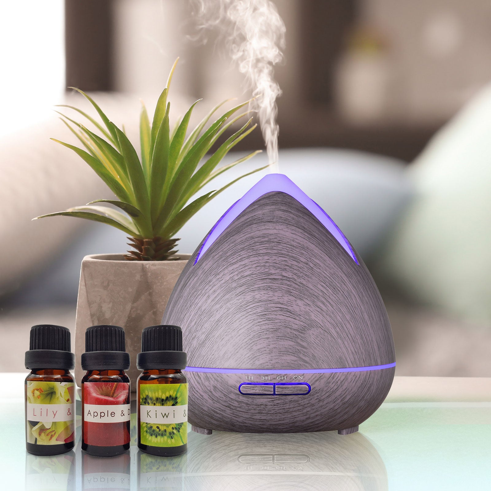 Essential Oils Ultrasonic Aromatherapy Diffuser Air Humidifier Purify 400ML - Violet - SILBERSHELL