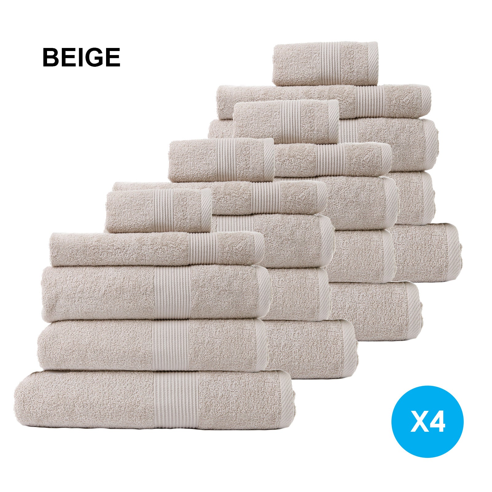 Royal Comfort 20 Piece Cotton Bamboo Towel Bundle Set 450GSM Luxurious Absorbent - Beige - SILBERSHELL