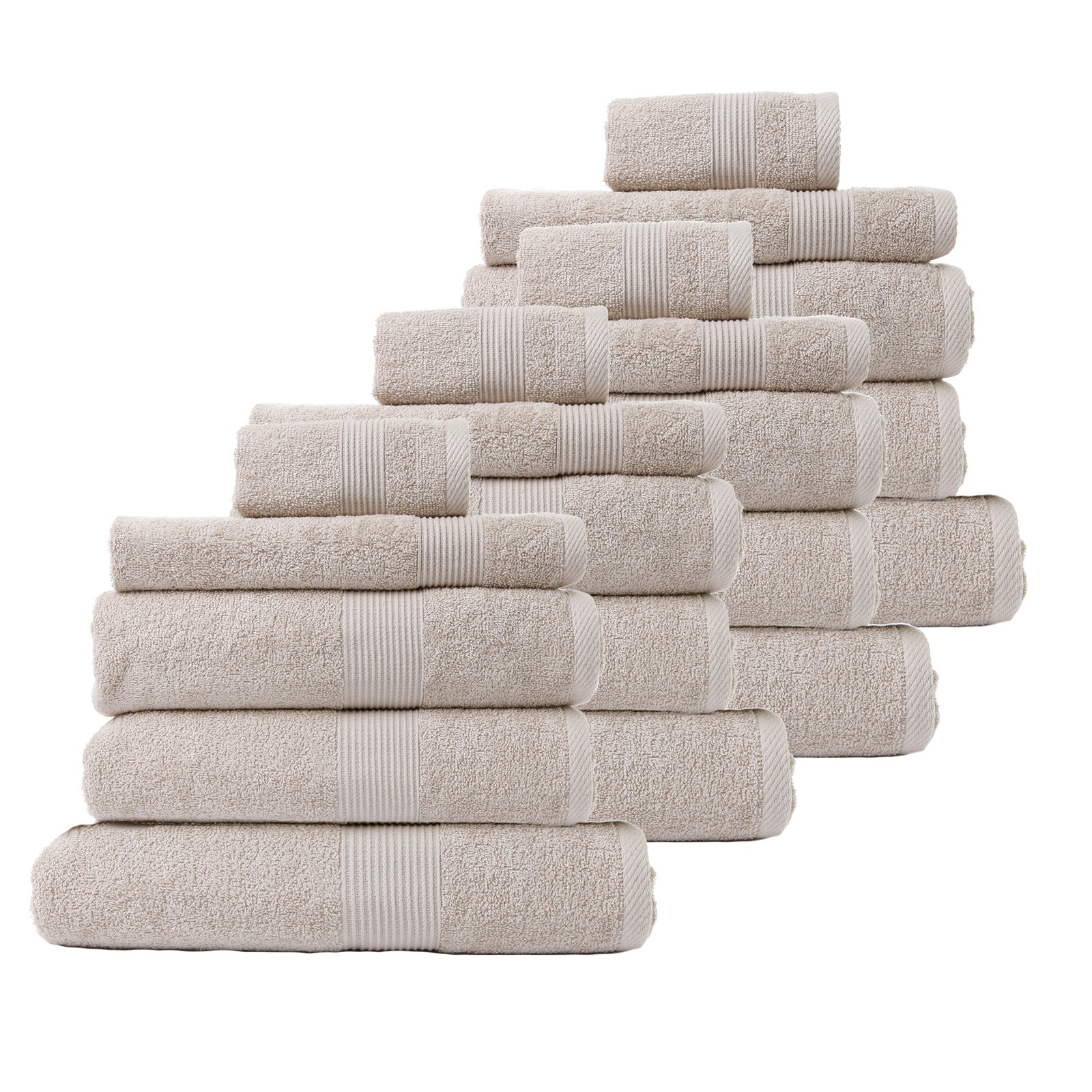 Royal Comfort 20 Piece Cotton Bamboo Towel Bundle Set 450GSM Luxurious Absorbent - Beige - SILBERSHELL