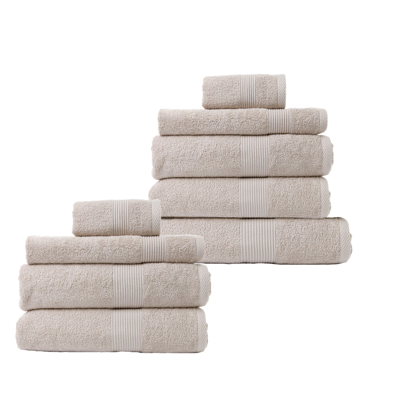 Royal Comfort 9 Piece Cotton Bamboo Towel Bundle Set 450GSM Luxurious Absorbent - Beige - SILBERSHELL
