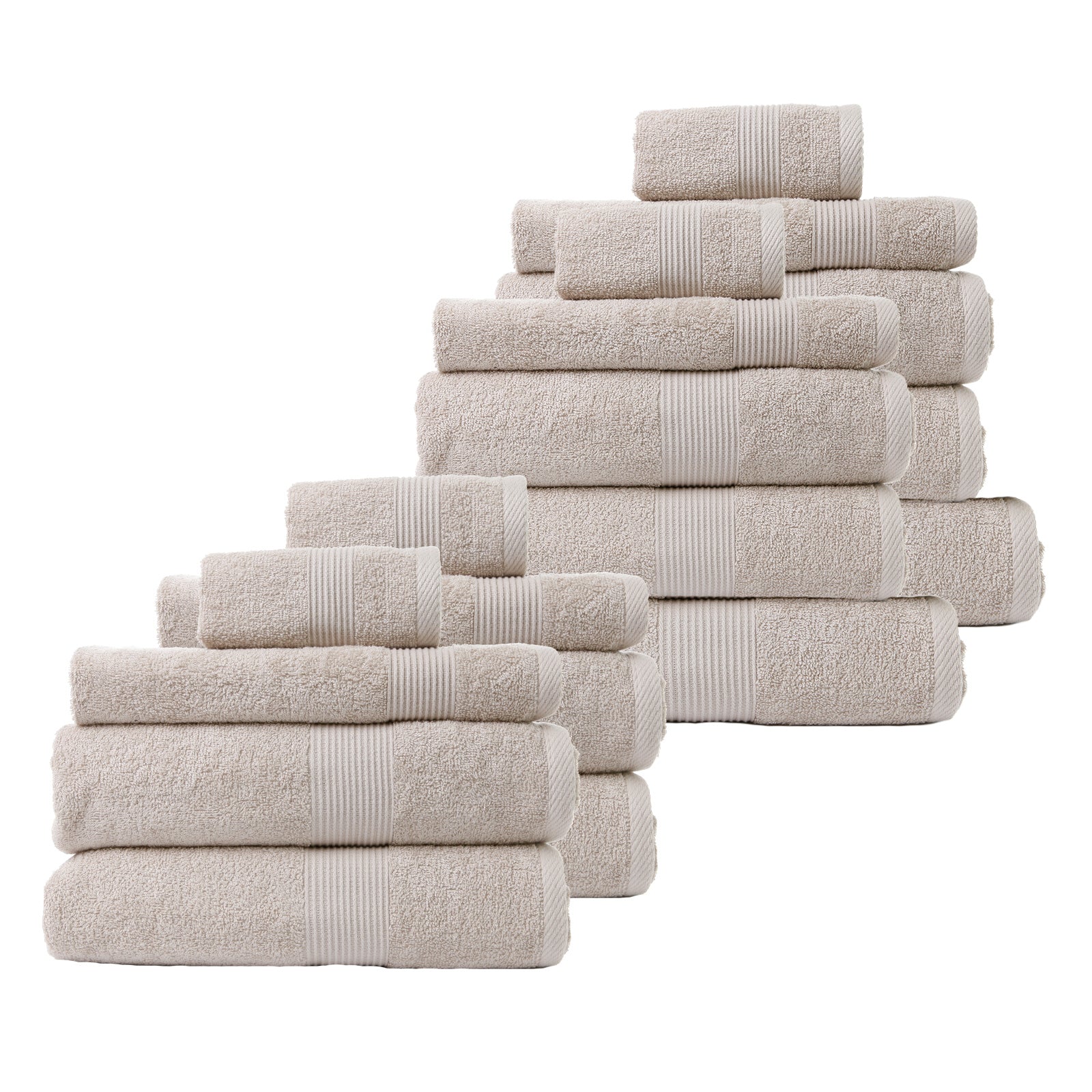 Royal Comfort 18 Piece Cotton Bamboo Towel Bundle Set 450GSM Luxurious Absorbent - Beige - SILBERSHELL