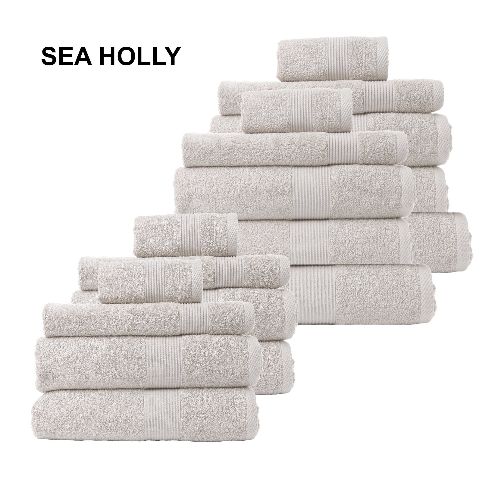 Royal Comfort 18 Piece Cotton Bamboo Towel Bundle Set 450GSM Luxurious Absorbent - Sea Holly - SILBERSHELL