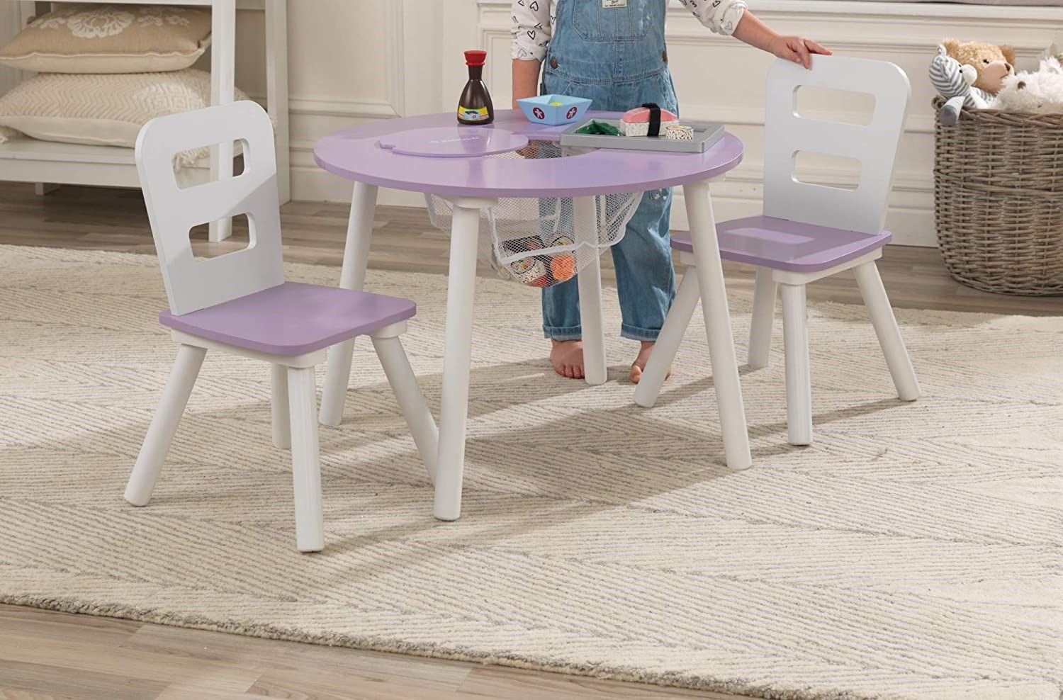 Round Table and 2 Chair Set for children (Lavender) - SILBERSHELL