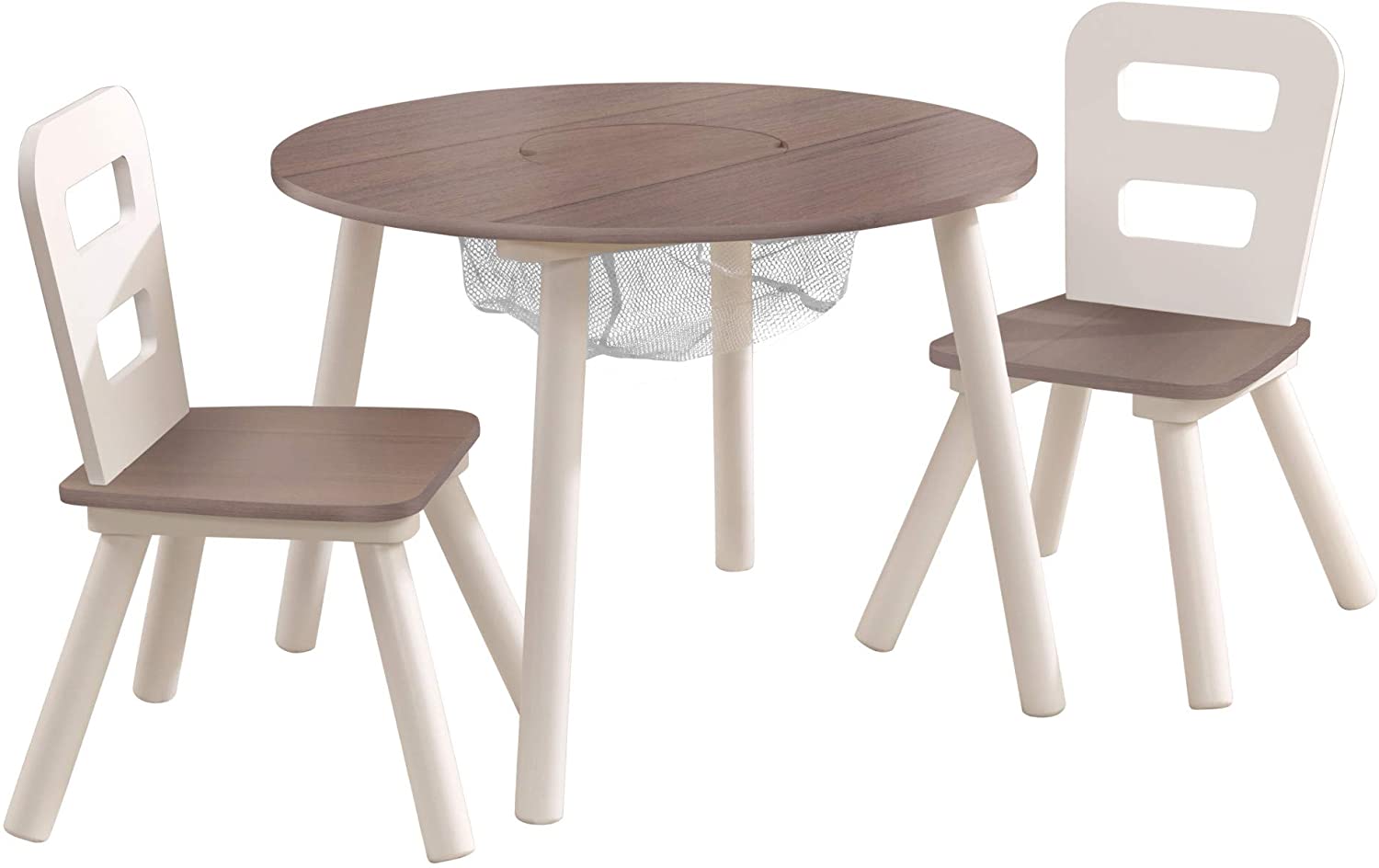 Round Table and 2 Chair Set for children (Grey) - SILBERSHELL
