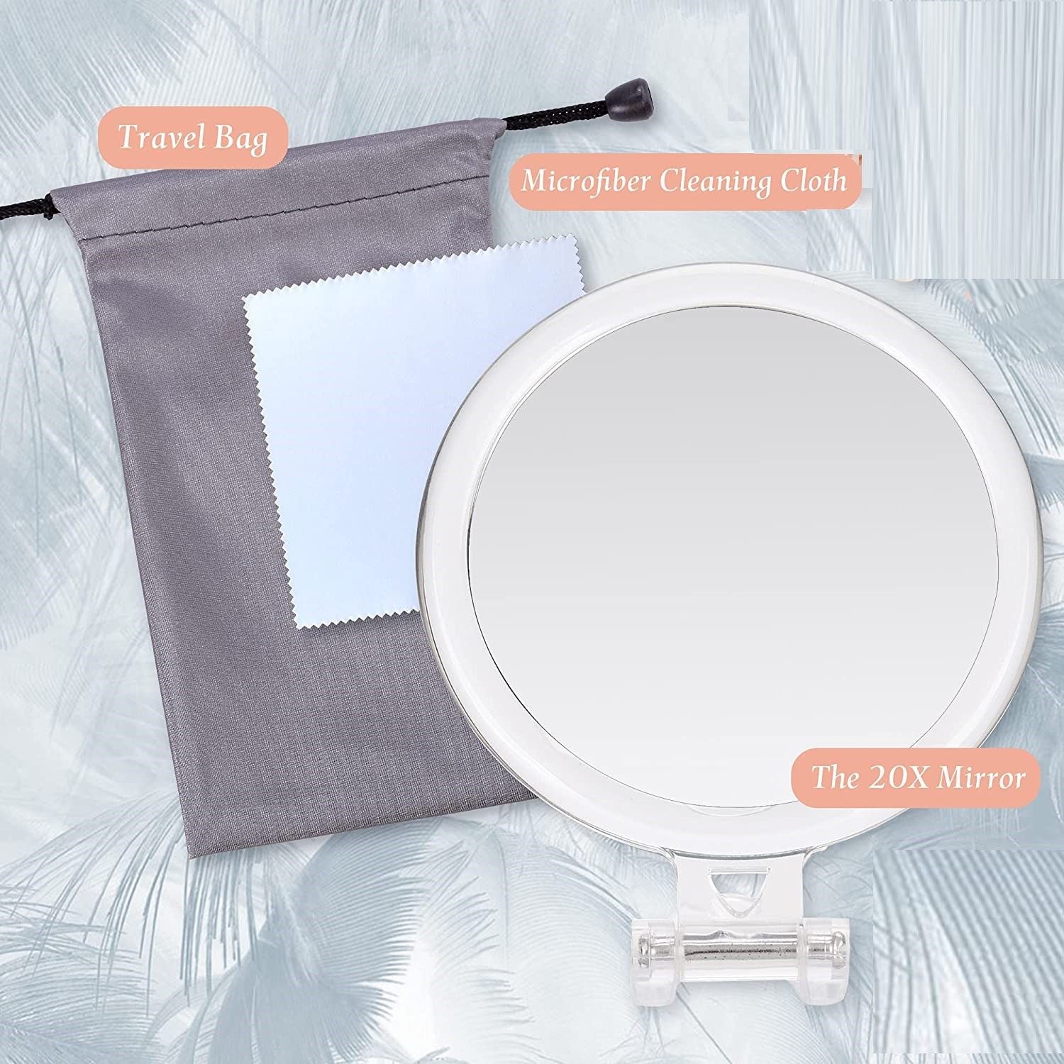 20X Magnifying Hand Mirror Two Sided Use for Makeup Application, Tweezing, and Blackhead/Blemish Removal (15 cm) - SILBERSHELL