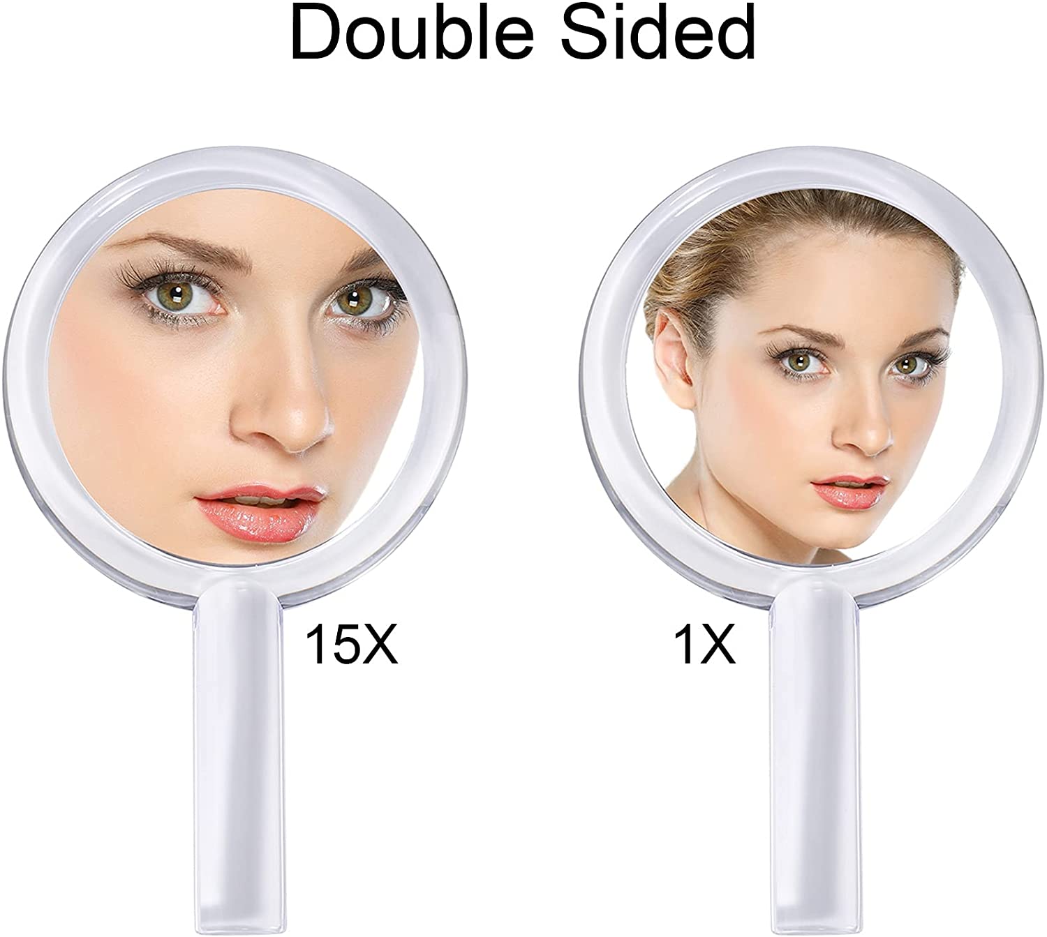 20X Magnifying Hand Mirror Two Sided Use for Makeup Application, Tweezing, and Blackhead/Blemish Removal (15 cm Silver) - SILBERSHELL