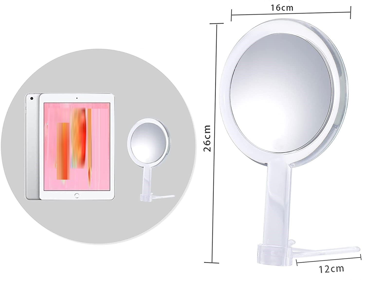 20X Magnifying Hand Mirror Two Sided Use for Makeup Application, Tweezing, and Blackhead/Blemish Removal (15 cm Silver) - SILBERSHELL