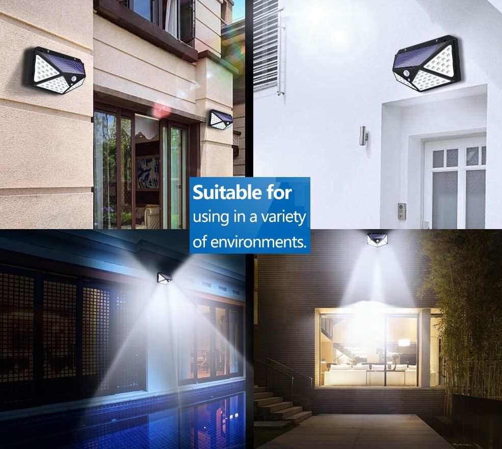 100 Waterproof LED Motion Sensor Solar Security Lights Outdoor (2pack) - SILBERSHELL