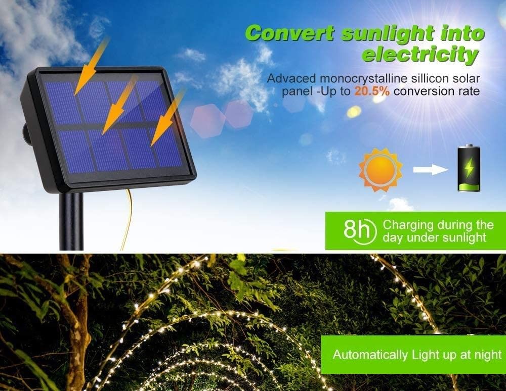 200 Waterproof LED Solar Fairy Light Outdoor with 8 Lighting Modes for Home,Garden and Decoration - SILBERSHELL