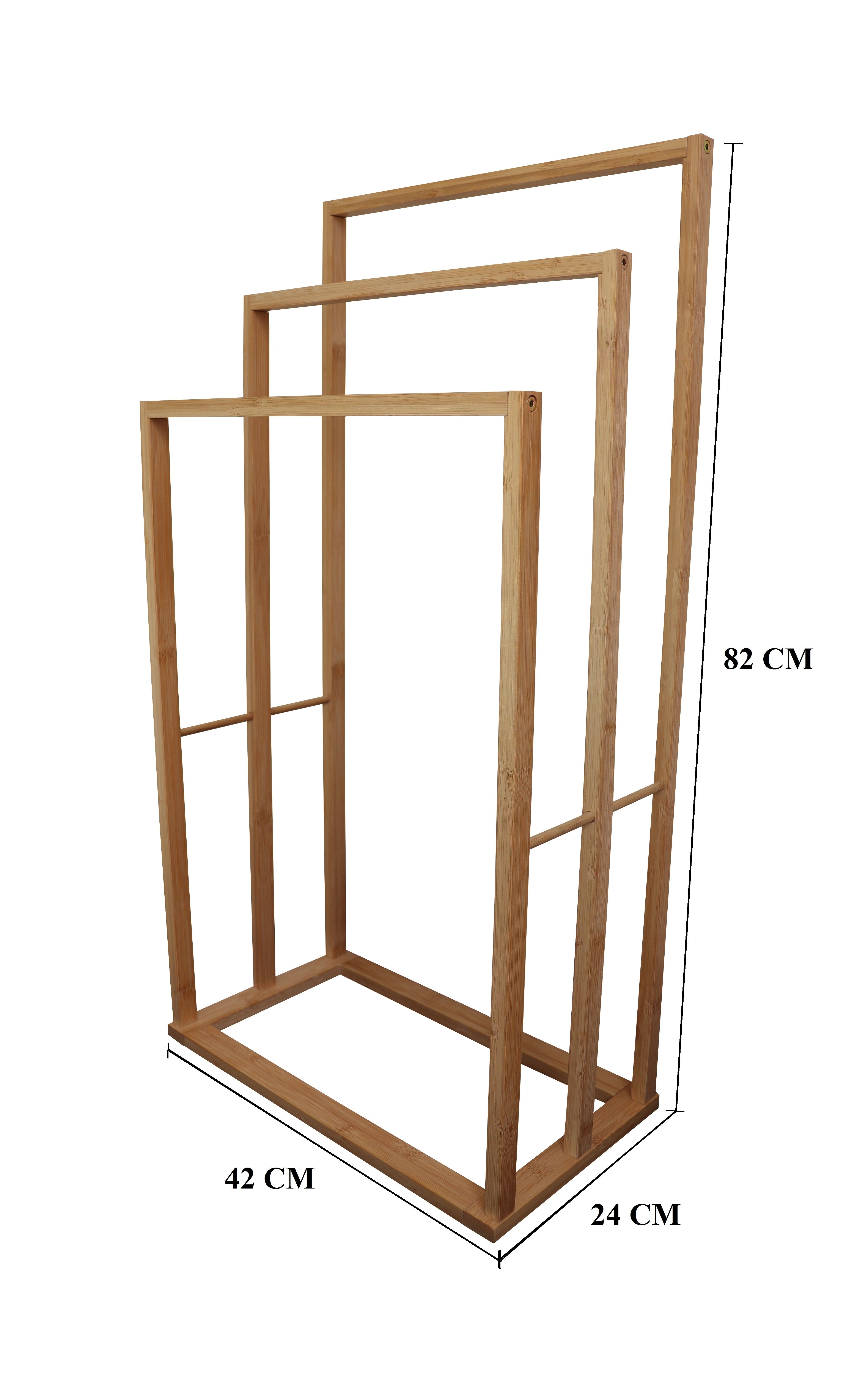 Bamboo Towel Bar Holder Rack 3-Tier Freestanding for Bathroom and Bedroom - SILBERSHELL